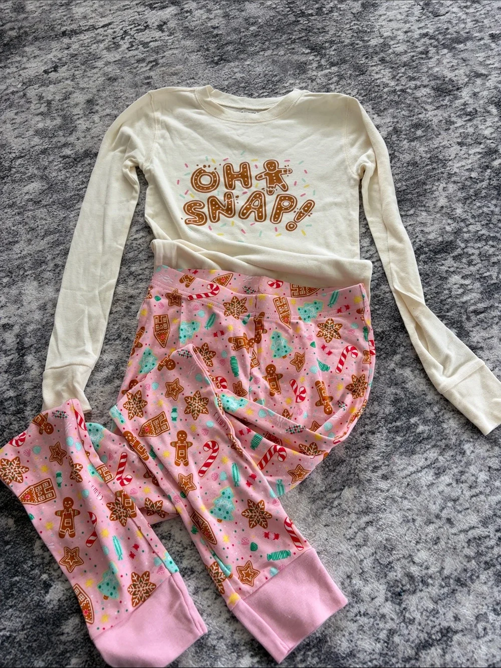 Old Navy Cream 'Oh Snap!' Top with Pink Holiday Print Pajama Set